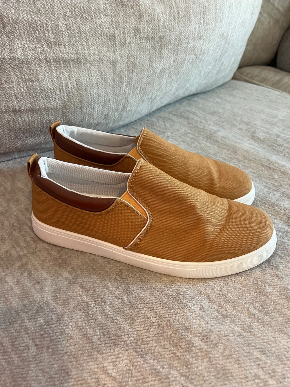 Men's Tan Slip-On Canvas Sneakers